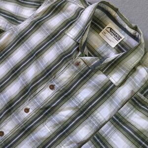 Mountain Khakis Mens‎ Cottonwood Shirt Plaid Green White Short Sleeve Size Large